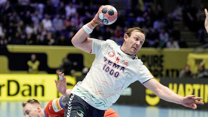 Bærum 20260117. 
Norges Sander Sagosen under EM i håndball mellom Tsjekkia og Norge i Unity arena.
Foto: Stian Lysberg Solum / NTB