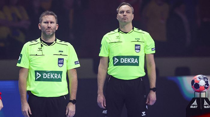 Lars JORUM (referee) and Havard KLEVEN (referee), Croatia vs Hungary, EHF Men's Euro 2026, Malmo, Sweden, 28.01.2026, Mandatory Credit © Jozo Cabraja / kolektiff
