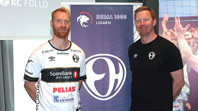 Erik Toft og Elverum-trener Børge Lund er klare for en ny sesong. Her fra Avkast for REMA 1000-ligaen i august 2024. Erik Toft og Børge Lund under Avkast 2024/25 i Oslo.