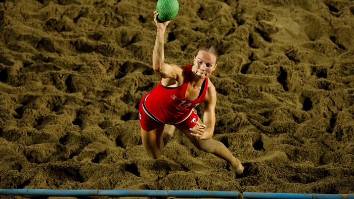 Ine Erlandsen Grimsrud ble Norges toppscorer med åtte poeng Denmark vs. Norway, EHF Beach Handball EURO 2025, Alanya, Türkiye, 09.07.2025, Mandatory Credit © Uros Hocevar / kolektiff