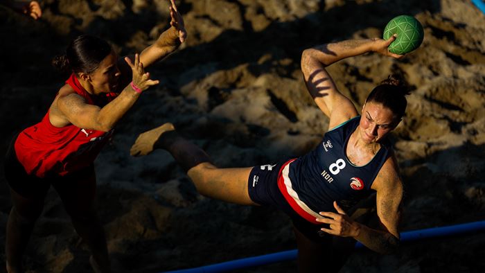 Susanne Denise Pettersen gjorde en god finale for Norge og scoret 12 poeng Germany vs. Norway (Semi Final), EHF Beach Handball EURO 2025, Alanya, Türkiye, 12.07.2025, Mandatory Credit © Uros Hocevar / kolektiff