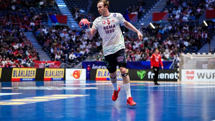 Fornebu 20250122. 
Norges Sander Sagosen under VM-kampen i håndball mellom Norge og Spania i Unity Arena.
Foto: Beate Oma Dahle / NTB