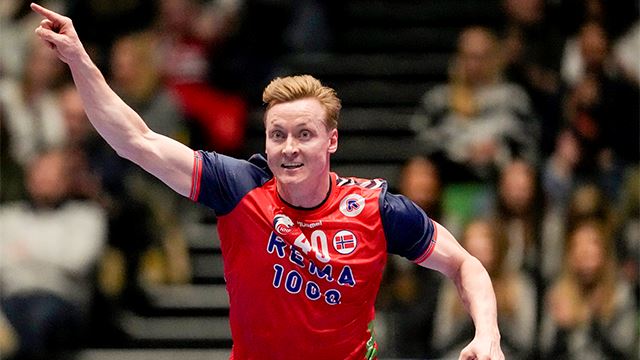 August Pedersen fra VM i januar. Trondheim 20250315.
Landslagskampen i håndball mellom Norge og Sverige i Trondheim spektrum.
Foto: Ole Martin Wold / NTB
