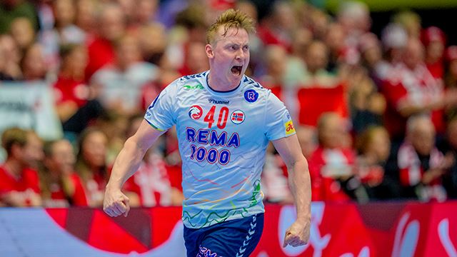 Herning, Danmark 20260122. 
August Pedersen i EM-kampen i håndball mellom Spania og Norge i Boxen arena i Herning.
Foto: Stian Lysberg Solum / NTB