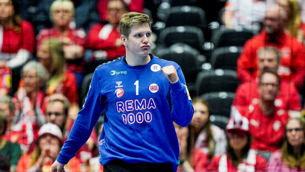 Herning, Danmark 20260122. 
Norges keeper Robin Haug under EM-kampen i håndball mellom Spania og Norge i Boxen arena i Herning.
Foto: Stian Lysberg Solum / NTB