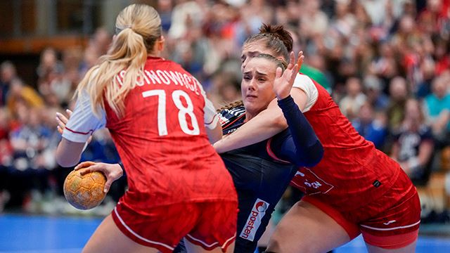 Steinkjer 20260307. 
Norges Thale Rushfeldt Deila under EHF Euro CUP 2026 i håndball for kvinner mellom Norge - Polen i Steinkjerhallen.
Foto: Ole Martin Wold / NTB