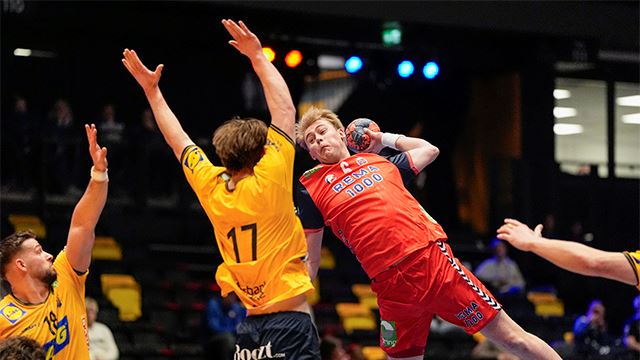 Trondheim 20250315. 
Lasse Sunde Lid under rekruttlandslagkampen i håndball mellom Norge og Sverige i Trondheim spektrum.
Foto: Ole Martin Wold / NTB