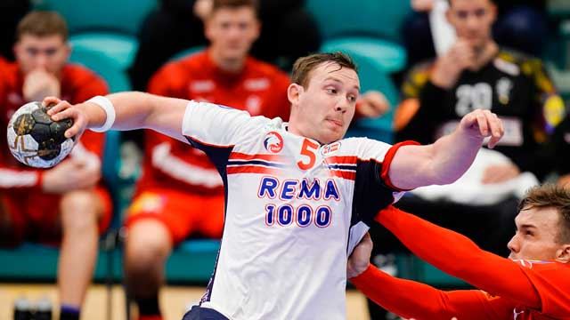 Sander Sagosen ble Norges toppscorer med åtte mål i kveldens kamp. 20210107 Danmark-Norge