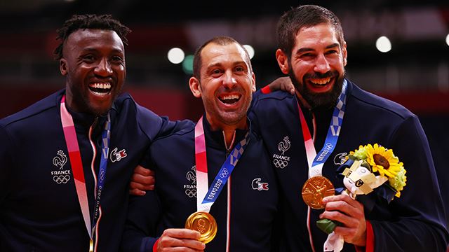 Franske Luc Abalo, Nikola Katabatic og Michael Guigou historiske med tre OL-gull og ett sølv. OL i Tokyo 2021