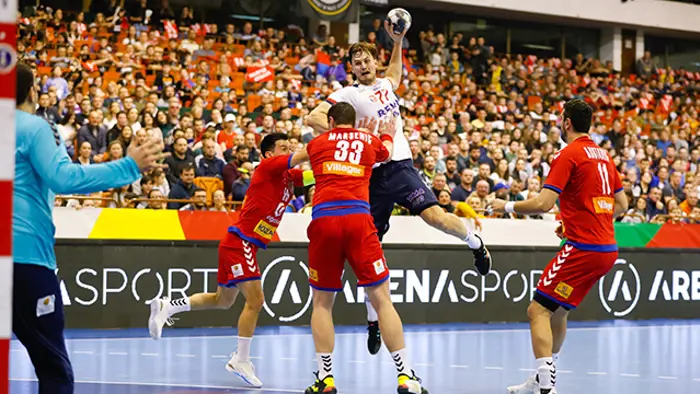 Novi Sad, Serbia 20230309
Magnus Abelvik Rød under EM-kvalifiserings kampen mellom Serbia og Norge.
Foto: Nikola Krstic/ NTB
