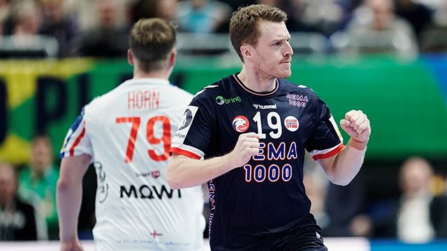 Berlin, Tyskland 20240113.
Norges Kristian Bjørnsen under gruppespillkampen i håndball-EM mellom Færøyene og Norge i Mercedes-Benz Arena.
Foto: Stian Lysberg Solum / NTB