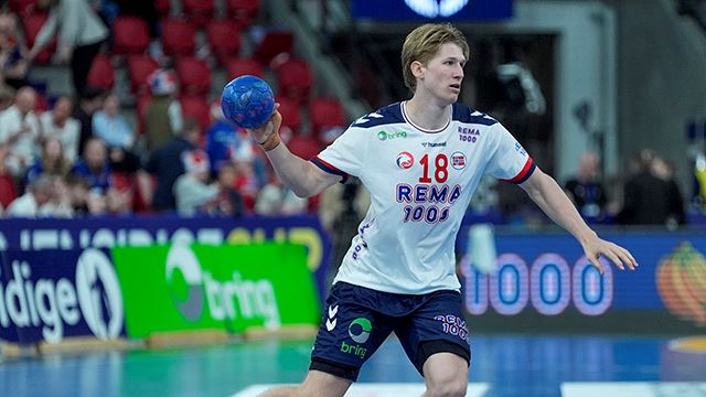 William Aar er med i troppen. Oslo 20240512.
William Otto Aar fra kampen mellom Norge og Argentina i Gjensidige cup i håndball på Jordal Amfi i Oslo søndag .
Foto: Terje Pedersen / NTB