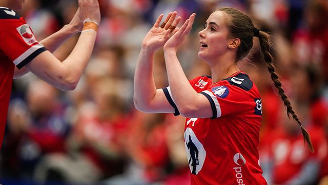 Live Rushfeldt Deila scoret fem ganger i debuten. Norges Live Rushfeldt Deila under privatlandskampen mellom Norge og Montenegro i Ørstahallen.Foto: Beate Oma Dahle / NTB