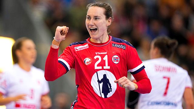Larvik 20231014.
Ingvild Kristiansen Bakkerud under landslagskampen i håndball mellom Norge og Sveits i Jotron Arena Larvik. Bildet er tatt for Norges Håndballforbund.
Foto: Beate Oma Dahle / NTB