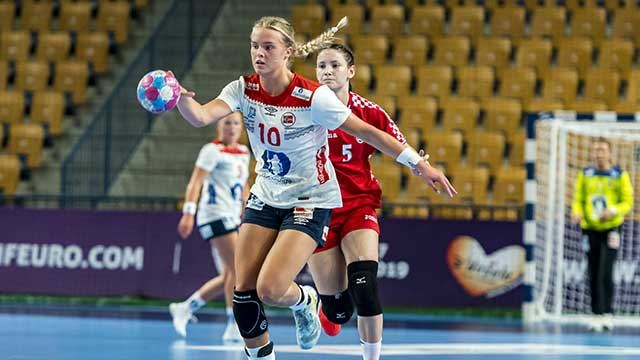 Mina Pauline Gregersen scoret 12 mål. Foto: EHF 20190802-LK02-EM-Gregersen,-Mina-Pauline-foto-EHF.jpg
