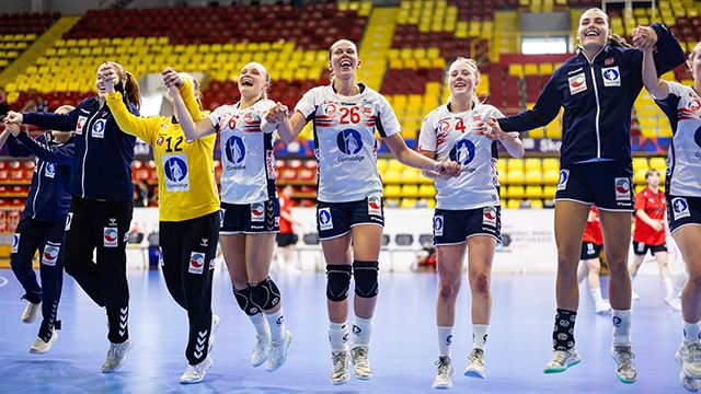 Juniorjentene kunne juble for seier mot Montenegro. Her fra en tidligere kamp i mesterskapet. Republic of Korea vs Norway, 24TH IHF WOMEN'S JUNIOR (U20) WORLD CHAMPIONSHIP 2024 NORTH MACEDONIA, Skopje, North Macedonia, 25. 6. 24, Mandatory Credit © Jure Banfi / kolektiff