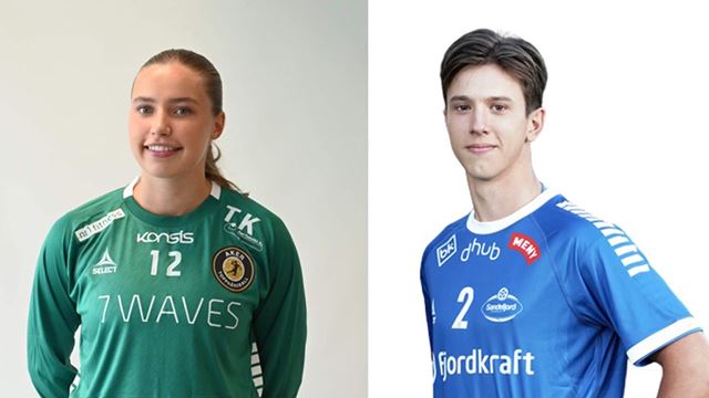 Tora Tande-Elton fra Aker Topphåndball og Martin Lundquist fra Sandefjord vil være til stede under trekningen. 2023 NM junior-trekning Tora Tande-Elton og Martin Lundquist.jpg