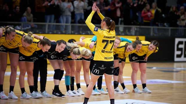 Sola er allerede klare for kvartfinale i European League. Sola jubler med Camilla Herrem
