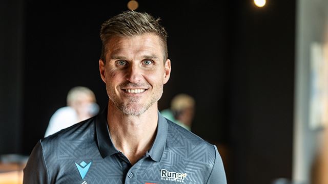 Oslo 20240828.
Bjarte Myrhol under AVKAST 2024. Trenere og profiler fra alle lagene i REMA 1000-ligaen i håndball for kvinner og men.
Foto: Thomas Fure / NTB
