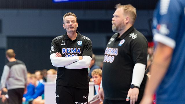 Christian Berge (t.v) trener Kolstad sammen med Stian Gomo. Kolstad Arena 07 Aug 2022 Trondheim, Kolstad. Treningskamp Kolstad - GOG.
Danske GOG er på besøk i forbindelse med oppkjøringen av sesongen 2022/23
Foto: Robert Magnussen / Nidaros Foto