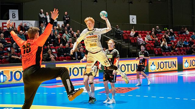 Robin Gerhardsen Wulvik kom til flere kontringssjanser mot Bregenz og scoret seks mål i kampen. Her fra en tidligere kamp. 2023 Robin Gerhardsen Wulvik.jpg