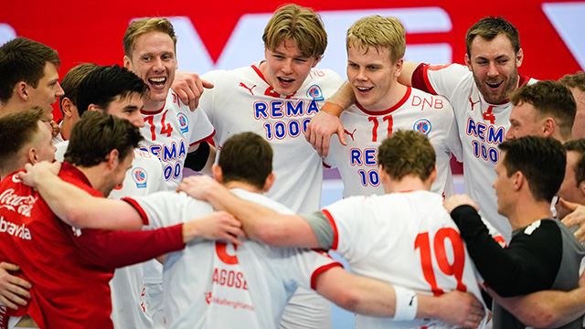 Kolstad hadde god kontroll i andre omgang og tok seg videre til finalen i NM senior. Arendal 20240224.
Kolstad jubler etter seier i første semifinale for herrer i NM i håndball mellom Haslum og Kolstad i Sør Amfi.
Foto: Beate Oma Dahle / NTB
