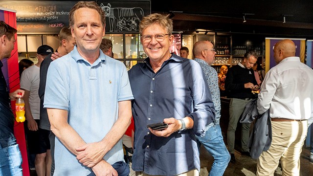 Oslo 20230824. 
Håndballforbundets generalsekretær Erik Langerud (til venstre) og president Kåre Geir Lio under avkast for REMA 1000-ligaen, håndball.
Foto: Javad Parsa / NTB