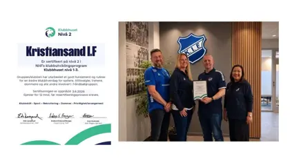 Kristiansand IF er sertifisert på Nivå 2